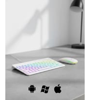 Mey İthalat® Türkçe Q Aydınlatmalı Klavye Mouse Seti Kablosuz Bluetooth Destekli
