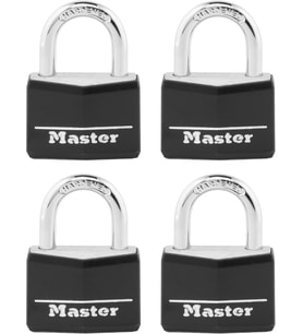 Master Lock 141Q Kapaklı Alüminyum Anahtarlı Asma Kilit, 4'Lü Paket, Siyah
