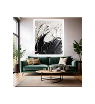 Soyut Temalı Ahşap Çerçeveli MDF Tablo Modern Şık Siyah ve Beyaz Salon Ev Dekorasyon Duvar Tablosu (Beyaz)