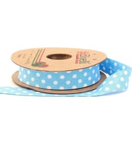 Biyelli Mavi Puantiyeli Pamuk ( Koton ) Biye 2 cm - 25 m