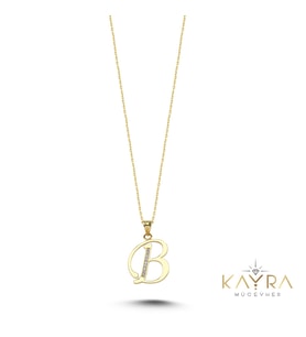 B Harfi Altın Kolye BM03