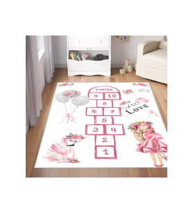 Rovigo Home Dijital Baskı Yıkanabilir Kaymaz Taban Çocuk Halısı RVG4080-SD573 (Pembe)