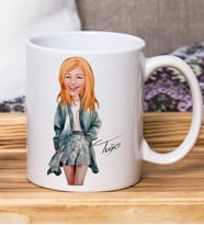 Bk Gift Kişiye Özel Karikatürlü Kadın Tasarımlı Beyaz Kupa Bardak-117, Arkadaşa Hediye , Karikatürlü Kupa Bardak