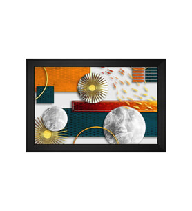Soyut Şekiller Motifli Kanvas Tablo 80 x 110 cm Siyah Çerçeve