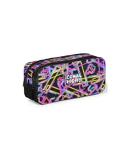 CORAL HIGH 31048 RENKLİ NEON DESENLİ İKİ BÖLMELİ KALEM ÇANTASI