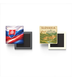 Buzdolap Magnetleri - Slovakya Bayrağı ve Paper Cut Tema - 2'li Set Magneti