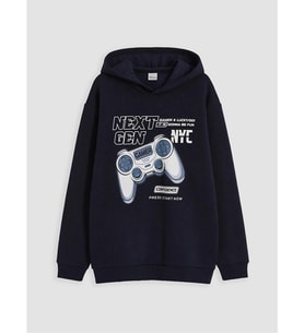 LCW Kids Lacivert Baskılı Erkek Çocuk Kalın Sweatshirt