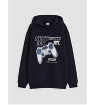 LCW Kids Lacivert Baskılı Erkek Çocuk Kalın Sweatshirt