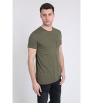 Erkek Basic Slim Fit Yuvarlak Yaka Cepli T-Shirt 21Y-3400745-1 Haki