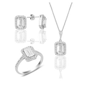 Söğütlü Silver Gümüş baget taşlı üçlü set