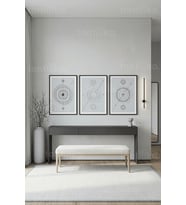 Modern Geometrik Soyut Çizim 3’lü Ahşap Çerçeveli Tablo Seti