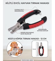 Kilitli Evcil Hayvan Tırnak Makası - Kedi ve Yavru Köpek Tırnak Kesim Makası Paslanmaz Çelik 12 cm
