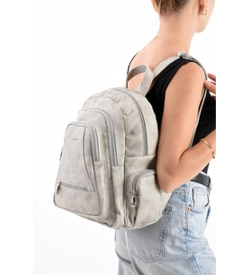Suni Deri Kadın Sırt Çantası 35*25 Cm Mega Bag Günlük Kullanıma Uygun Çok Cepli İçi Astarlı