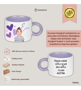 Momento Kişiye Özel  İçi Lila Kupa Fincan - 150 ml Hediye Kupa