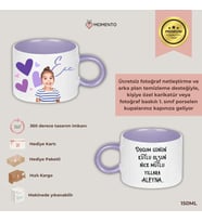 Momento Kişiye Özel  İçi Lila Kupa Fincan - 150 ml Hediye Kupa