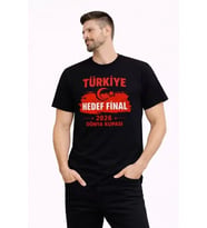 Erkek TÜRKİYE Baskılı Tişört Ay Yıldız 2026 Dünya Kupası Taraftar Forma T-Shirt - Siyah
