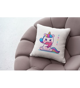 Kişiye Özel Unicorn Tasarımlı Renkli İsimli Yastık