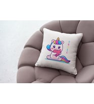 Kişiye Özel Unicorn Tasarımlı Renkli İsimli Yastık