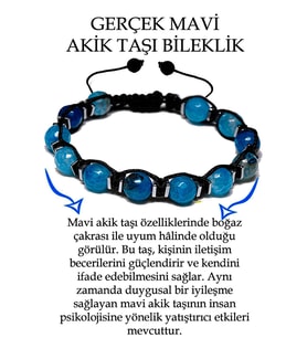 Sertifikalı Hematit - Koyu Mavi Akik Taşı Bileklik - Makrome (Çok Renkli)