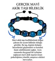 Sertifikalı Hematit - Koyu Mavi Akik Taşı Bileklik - Makrome (Çok Renkli)