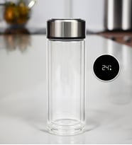 Derece Göstergeli Çift Cidarlı 300ml Cam Matara