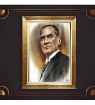 Özel Seri Paspartulu Çerçeveli Atatürk Tablo l761 (Gold)