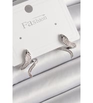 Pirinç Gümüş Renk Zirkon Taşlı Yılan Model Kadın Küpe 5886