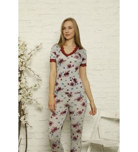 Nefes Alan Terletmeyen Kadın Pijama Takımı 5059 (Kırmızı)