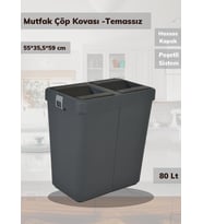 Mutfak Çöp Kovası 80 Lt Temassız Hijyenik Çöp Kovası Antrasit Motek Çöp Kutusu