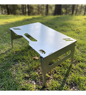 Kamp Ayısı® UniBase™ Modüler Katlanır Kamp Masası, 2mm Galvaniz Çelik, Çantalı (Gri)
