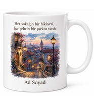 Şehir Hikayeleri Baskılı Kahve Kupası Özel Tasarım Hediye Bardak Mug