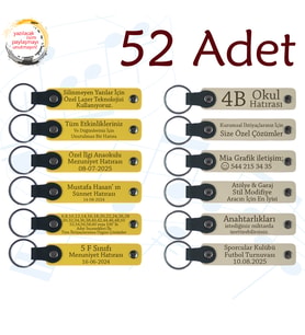 Sarı & Sütlü Kahve, 52’li Set, Kişiselleştirilebilir Deri Hatıra, Doğum Günü Partilerine Küçük Katkı