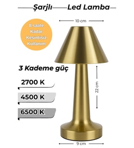 Renkli LED Masa Lambası, Şarjlı, Çoklu Işık Seviyesi, USB Güç Kaynağı (Krem)