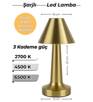 Renkli LED Masa Lambası, Şarjlı, Çoklu Işık Seviyesi, USB Güç Kaynağı (Krem)