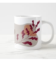 Abstract Botanical Line Art Temalı Porselen Kupa Bardak (Kırmızı)