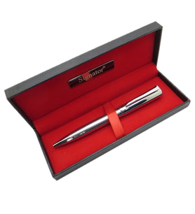 Signator® T523 Parlak Krom Desenli Tükenmez Kalem  İsme Özel Kalem  Hediyelik Kalem (Karışık)