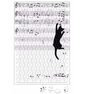 Müzik Notalı Kedi Puzzle 240 Parça Yapboz