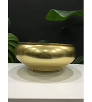DAİRE UFO METAL SAKSI KAPLAMA ORKİDE SAKSISI KROM GÜMÜŞ GOLD ESKİTME GOLD ÇİÇEK ARANJMANI 25X10CM (Gold)