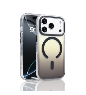 Apple iPhone 17 Pro Uyumlu Kılıf M-safe Şarj Özellikli Transparan Renk Geçişli Zore Toros Kapak (Siyah)