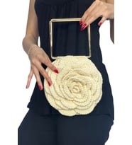 El Yapımı Örgü Gül Çanta – Rose Bag – Metal Saplı - 4 farklı renk seçeneği -