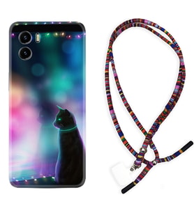 Vivo Y15S Y32 Y33S Y51 Y53S Kılıf Boyun Asklı Rasta Silikon Window Cat 1787