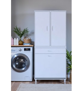 Eliusta Reli Dolap Beyaz Çok Kullanımlı 80 cm Eninde Banyo Dolabı 80x171x32,5 cm 2 Kapak 6 Raf Dolap