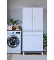 Eliusta Reli Dolap Beyaz Çok Kullanımlı 80 cm Eninde Banyo Dolabı 80x171x32,5 cm 2 Kapak 6 Raf Dolap