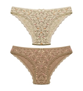2 Lİ Paket Desenli Dantelli M Beden Kadın Bikini Külot