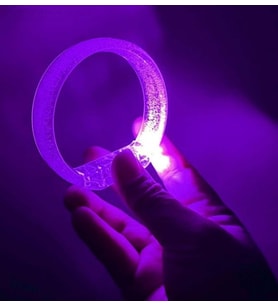 Mor Led Işıklı Baskı Yapılabilen Pilli Bileklik Bilezik 1,5 cm Genişlik