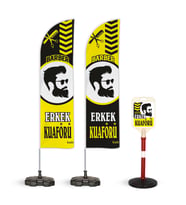 Erkek Kuaförü Temalı 2 Adet Yelken Bayrak ve 1 Bariyer Duba Takımı  