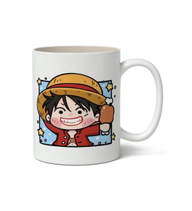 Anime One Piece Monkey D. Luffy Cute Avatar Temalı Beyaz Kupa Bardak
