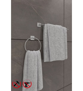 Scilla Kare Krom 2'li Yapışkanlı Banyo Seti Halka Havluluk ve Kare Uzun Havluluk