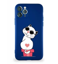 Apple iPhone 11 Pro Soft Premier Kapak Coolcat Tasarımlı Silikon Kılıf - Lacivert (Şeffaf)