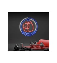 BOXING Yazılı ve Boks Eldiveni Figürlü Neon Tabela